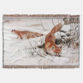 Cobertor Red Foxes in the Winter Snow (by Wilhelm Kuhnert)
