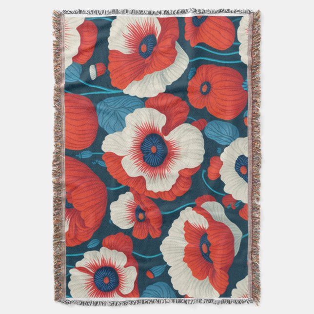 Cobertor Red Poppy Floral  (Frente Vertical)