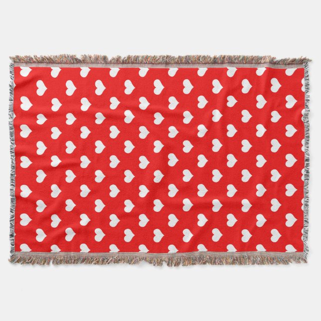 Cobertor Red White Love Heart Pattern Design (Frente)