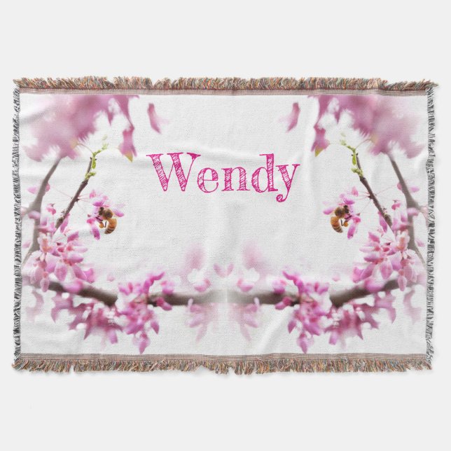 Cobertor Redbud & honeybee no Springtime (Frente)
