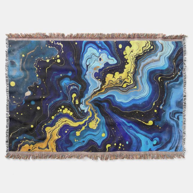 Cobertor Redemoinhos Vibrantes de Azul e Dourado 4 (Frente)