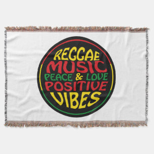 Cobertor Reggae Music com afirmações e citações positivas
