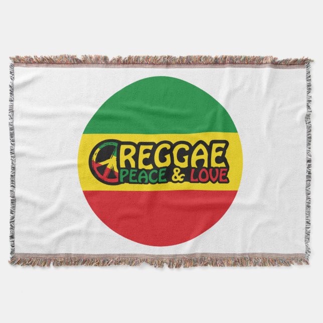 Cobertor Reggage art com palavras positivas Peace and Love (Frente)