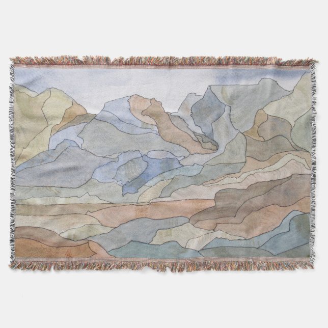 Cobertor Regiões Montanhosas - Linha de Aquarela Impressão (Frente)