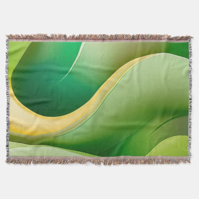Cobertor Relógio de Parede Moderno Onda Verde Abstrata (Frente)