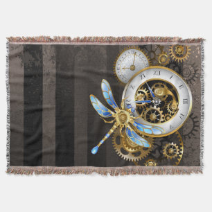 Cobertor Relógio Steampunk com Libélula Mecânica