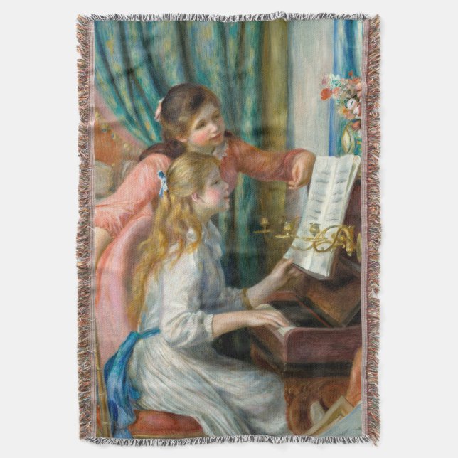 Cobertor Renoir Girls no Piano Impressionismo Pintura (Frente Vertical)