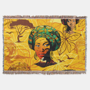 Cobertor Retrato de Mulher Africana com Sunset