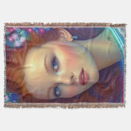 Cobertor Retrato do Cabelo Arco-Íris Encantado