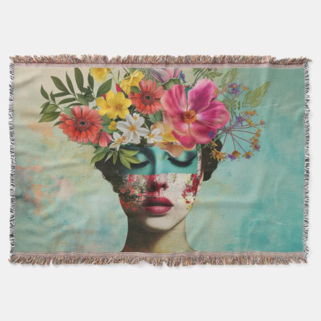 Cobertor Retrato Floral Vintage  (Frente)