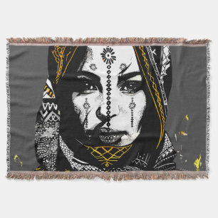 Cobertor Retrato Intricado de Mulher Tribal
