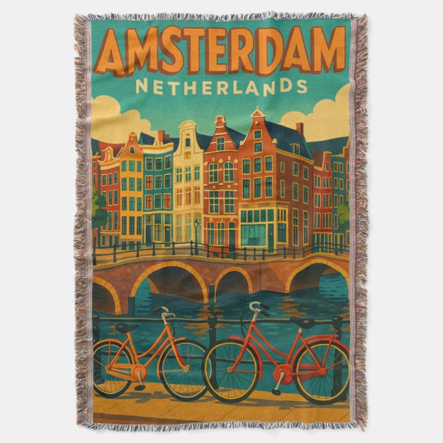 Cobertor Retro Amsterdã Holanda (Frente Vertical)
