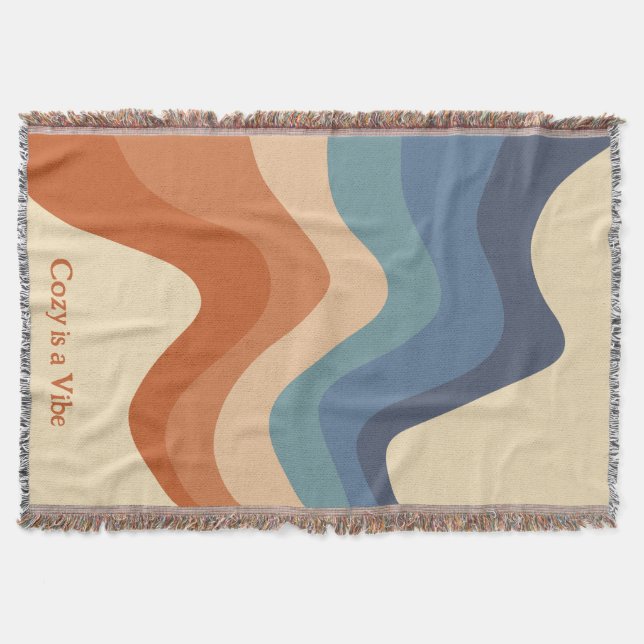 Cobertor Retro Groovy Wave Pattern Cozy é uma vibe (Frente)