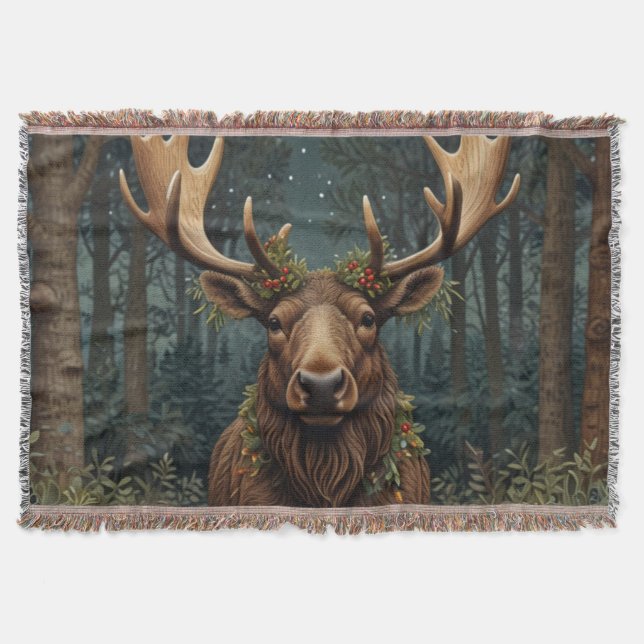 Cobertor Retro vintage Christmas Moose (Frente)