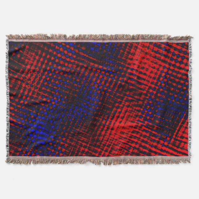 Cobertor Riscos vermelhos cruzados e fundo azul? (Frente)