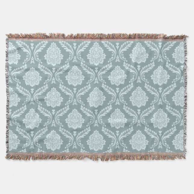 Cobertor Rococo Damask Pattern Duck Egg Blue+Teal (Frente)