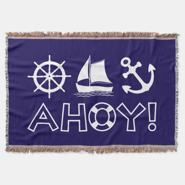 Cobertor Roda, veleiro, Anchor Ahoy! Branca (Frente)