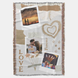 Cobertor Romance de Álbum de Recortes Rústico com Corações