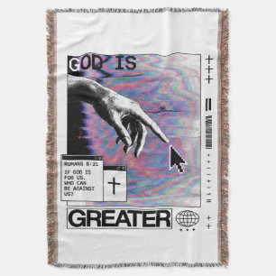 Cobertor Romanos 8:31 Mão de Deus Cyberpunk Glitch Art