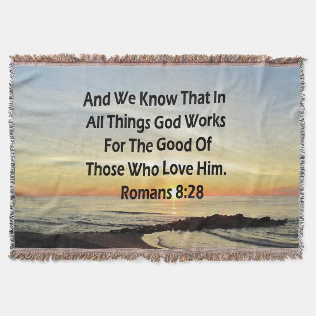 COBERTOR ROMANOS SUNRISE 8:28 SCRIPTURE VERSE (Frente)