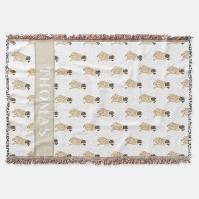 Cobertor Rosa e Branco Mastiff Personalizados (Frente)