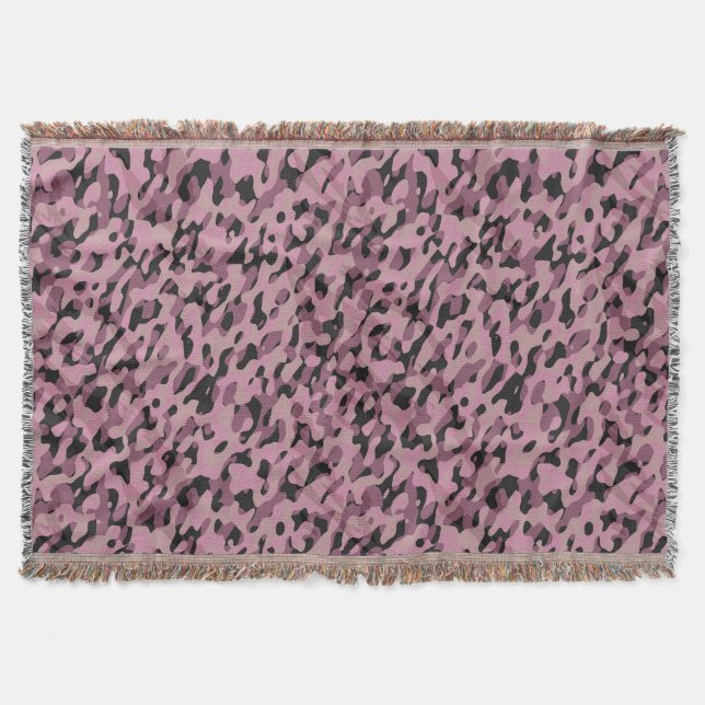 Cobertor Rosa malva e camuflagem de carvão abstrato (Frente)