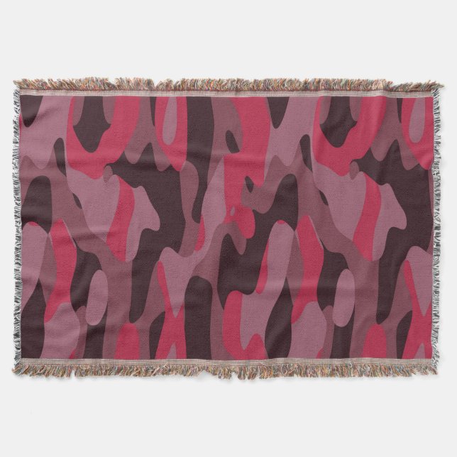 Cobertor Rosa quente e camuflagem Burgundy (Frente)