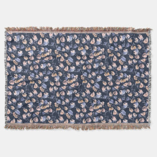 Cobertor Rosa & Roxo   Padrão Floral Aquarela