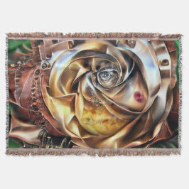 Cobertor Rosa Steampunk com Face Surreal - Flor Mecânico