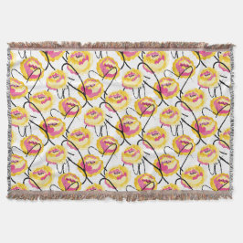 Cobertor Rosas amarelas fantasia linhas de tinta preta Grun