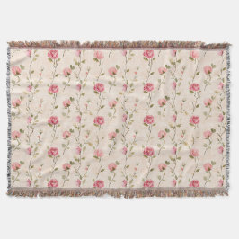 Cobertor Rosas Florais Rosa Creme Bonito