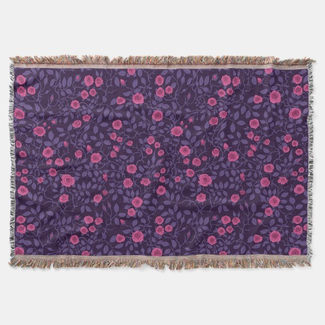 Cobertor Rosas selvagens a rosa e roxo (Frente)