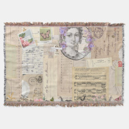 Cobertor Russo,vintage,colagem,floral,chique,elegante