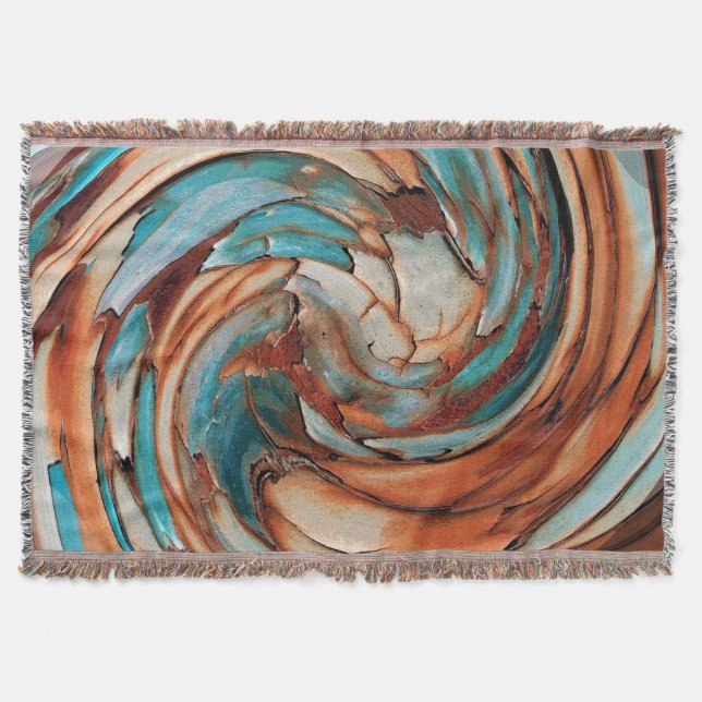 Cobertor Rust N Blue Abstrato Art Throw (Frente)