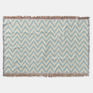 Cobertor Rustic Linen Beige e Blue Chevron