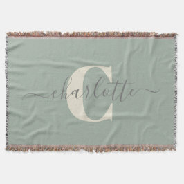 Cobertor Rustic Sage Green Personalised Name Monogramed