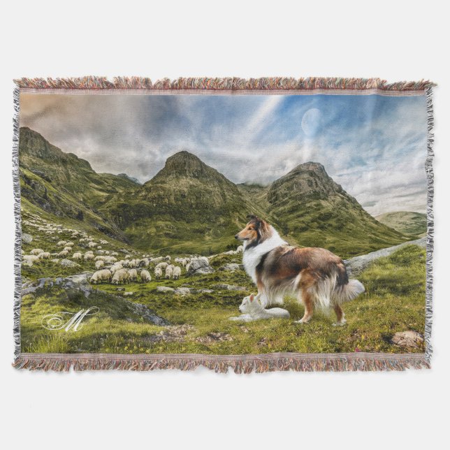Cobertor Sable Rough Collie, Lamb & Sheep - Personalizado (Frente)