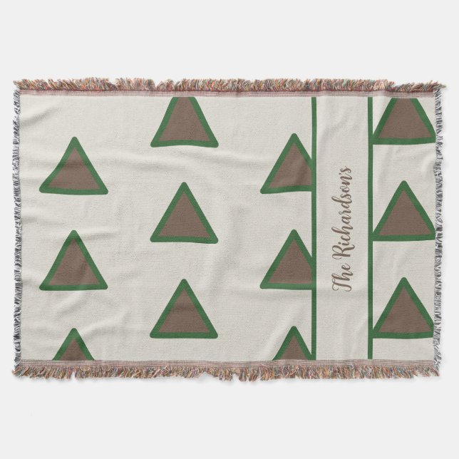 Cobertor Sage Verde Personalizado Taupe Triângulo Moderno C (Frente)