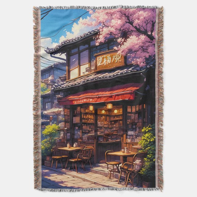 Cobertor Sakura Kissa  - Café da Flor de Cerejeira (Frente Vertical)