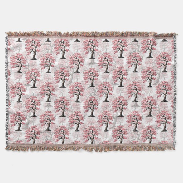 Cobertor Sakura Pink Chersom Tree Design (Frente)