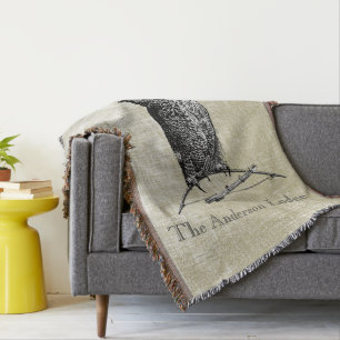 Cobertor Sala de Menino Personalizado Coruja de Vintage