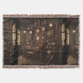 Cobertor Sala Steampunk com Relógios Antigos