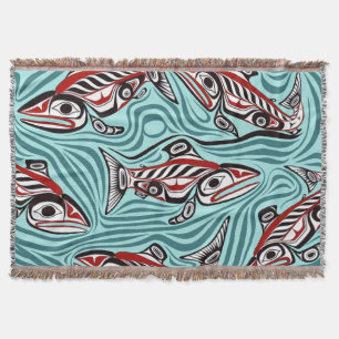 Cobertor Salmon Haida Art Spirit Pacific Northwest Nnat