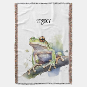 Cobertor Sapo de árvore em aquarela fofa, personalizado