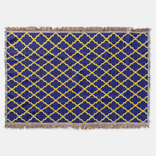 Cobertor Sapphire Sun: Blue & Yellow Boho Elegance Marroqui