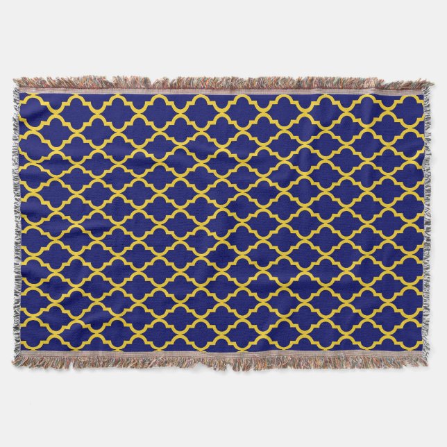 Cobertor Sapphire Sun: Blue & Yellow Boho Elegance Marroqui (Frente)