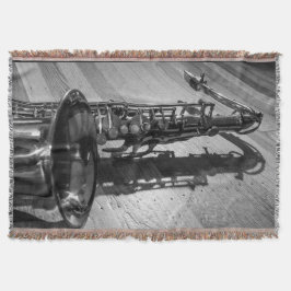 Cobertor Saxofone preto e branco tenor