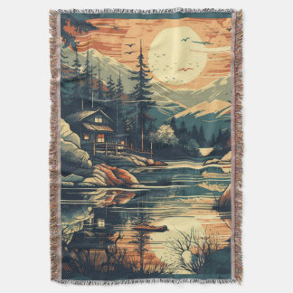 Cobertor Scandinávia Retro Art Mountain Home