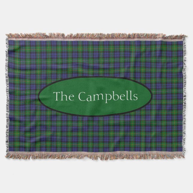Cobertor Scottish Campbell Family Tartan Personalizado (Frente)