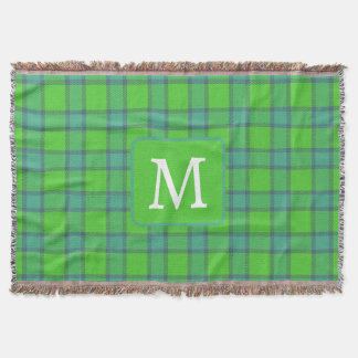 Cobertor Scottish green &blue Plaid tartan monogram